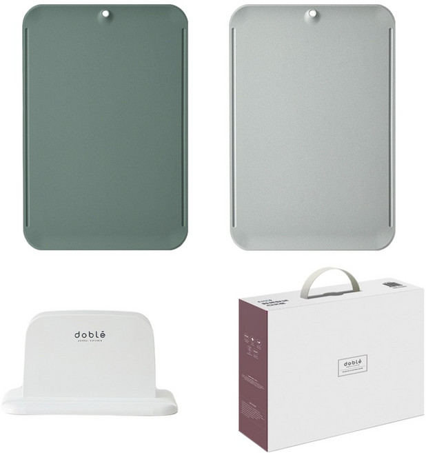 도블레 시그니처 칼집 강한 도마 2개 + 스마트 거치대 세트, 1세트, 오키드그린 + 라이트그레이 + 스마트 거치대