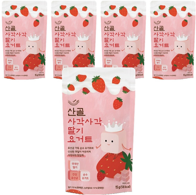 Ecomom Meal 山谷香脆優格草莓, 15g, 5個, 草莓