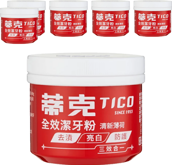 TICO 蒂克 全效潔牙粉 清新薄荷, 140g, 6罐