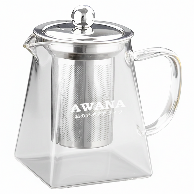 AWANA 艾薇兒 玻璃耐熱泡茶壺, 透明, 550ml, 1入