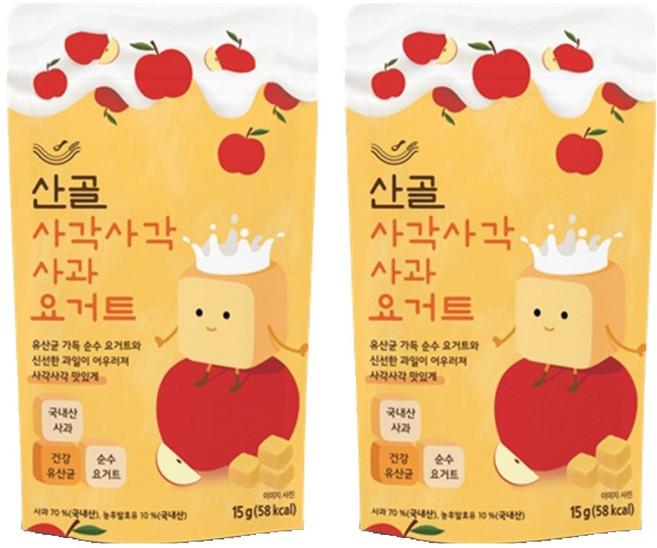 에코맘의산골이유식 산골 사각사각요거트 사과, 15g, 2개