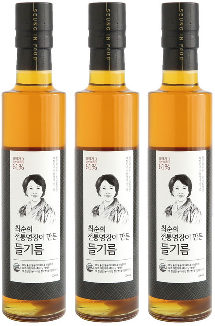 최순희 전통명장이 만든 들기름, 300ml, 3개