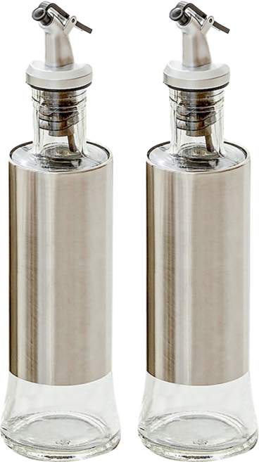 inbloom Sten Cruet系列 按壓控量油瓶 不鏽鋼 玻璃材質, 300ml, 2瓶