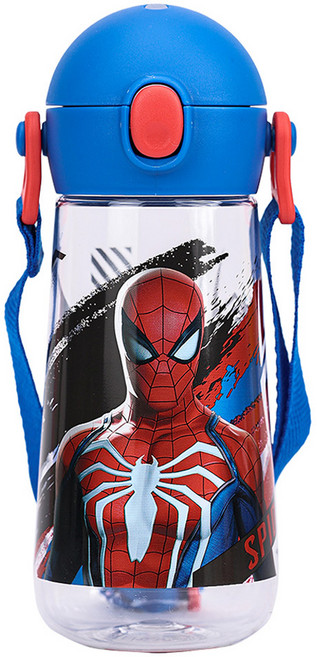릴팡 원터치 어깨끈 트라이탄 물통, 스파이더맨, 470ml, 1개