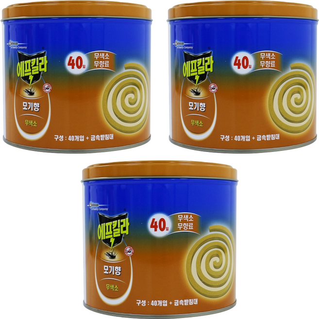 에프킬라 모기향 무향 40p, 3개