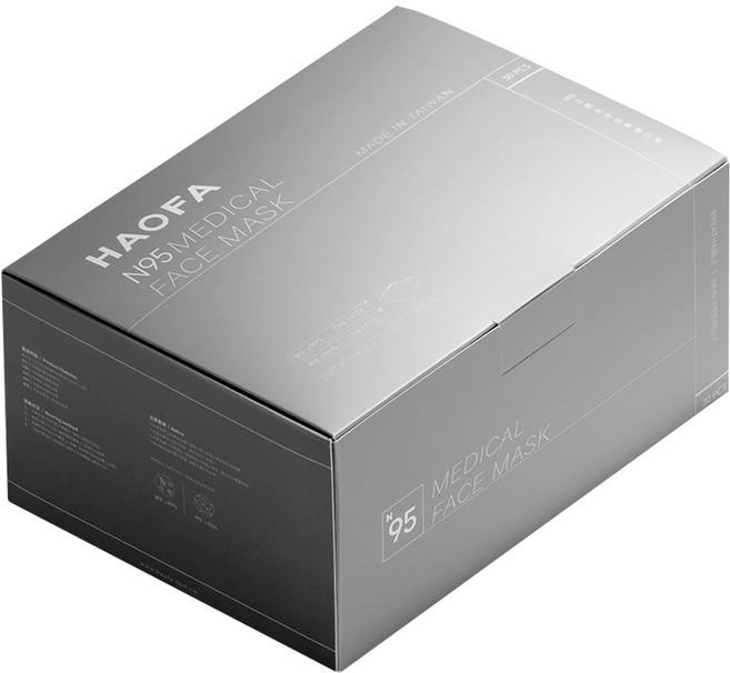 HAOFA N95立體醫療口罩 氣密型 M, 1盒, 湖草綠, 30片
