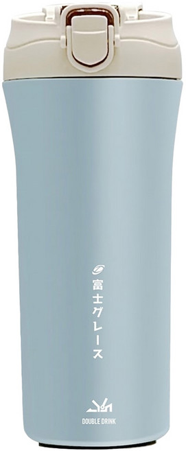 FUJI-GRACE 富士雅麗 陶瓷噴層吸管直飲雙飲杯, 石灰藍, 1個, 600ml