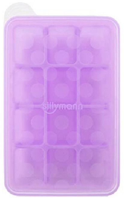 sillymann 100%鉑金矽膠副食品分裝盒 12格 30ml, 360ml, 紫色, 1個