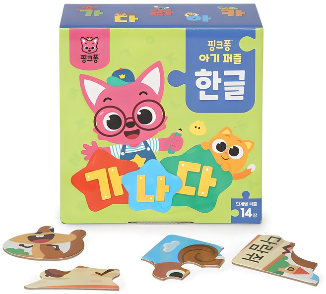 핑크퐁 아기퍼즐 한글, 1세트, 14피스