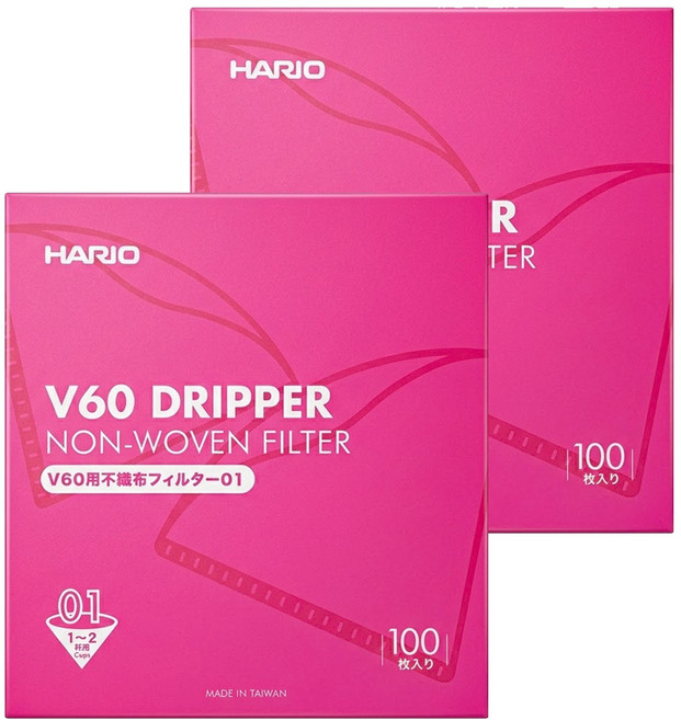 HARIO 好璃奧 V60不織布錐形濾紙 #01, 100張, 2盒