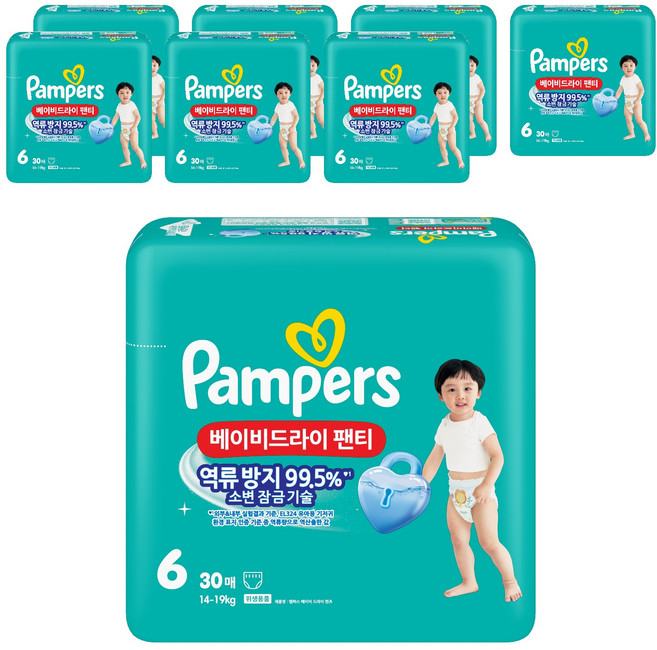 팸퍼스 2025 베이비드라이 팬티형 기저귀 아동공용, 6단계, 240매