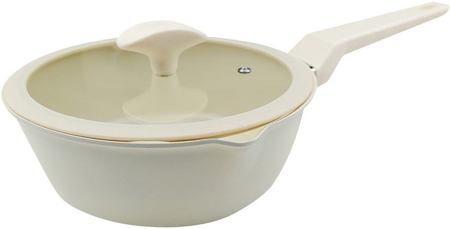 VERONA 多功能陶瓷單柄鍋 附鍋蓋 奶油象牙白, 24cm, 1組