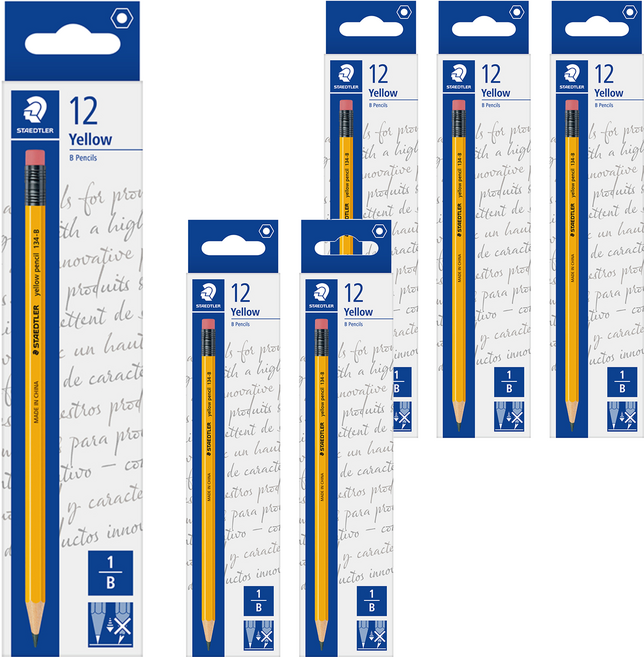 STAEDTLER 施德樓 鉛筆 附橡皮擦 B 134, 黃色, 72支