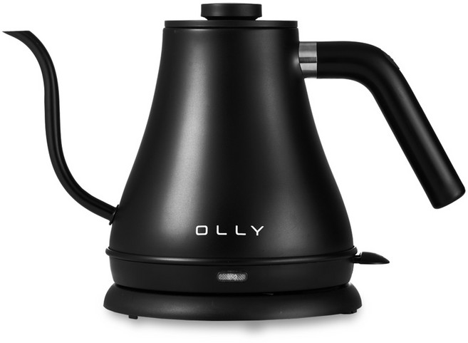 OLLY 모던 커피 드립 포트 블랙, 0.8L, 1개, 전기포트 + 거치대 + 설명서