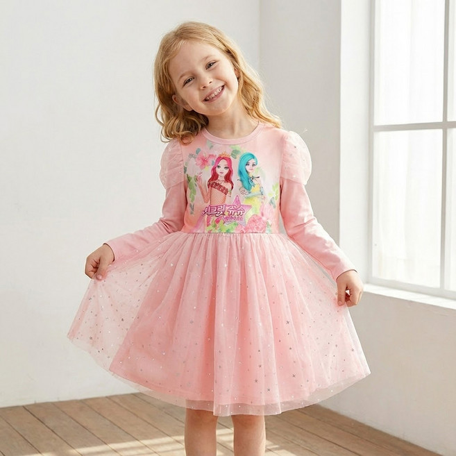 시크릿쥬쥬 여아용 플로라 피치원피스