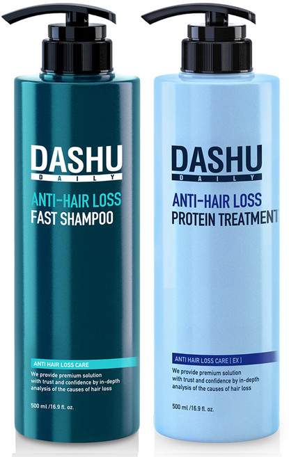 다슈 데일리 패스트 탈모증상 완화샴푸 500ml + 안티헤어로스 단백질 트리트먼트 500ml, 1세트