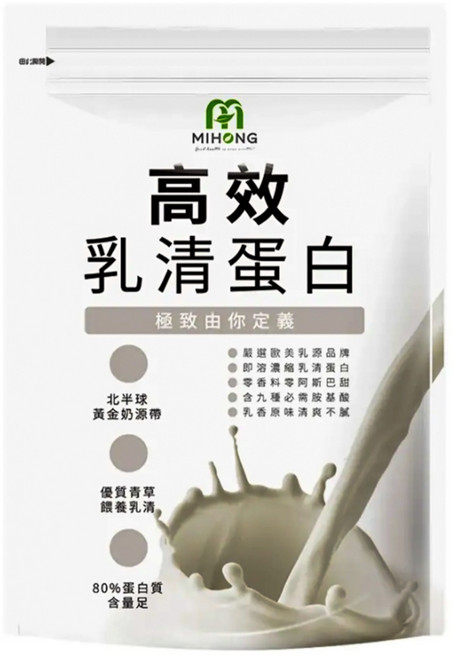 MIHONG 米鴻生醫 高效乳清蛋白 即溶式濃縮乳清蛋白 經典原味, 1包, 500g