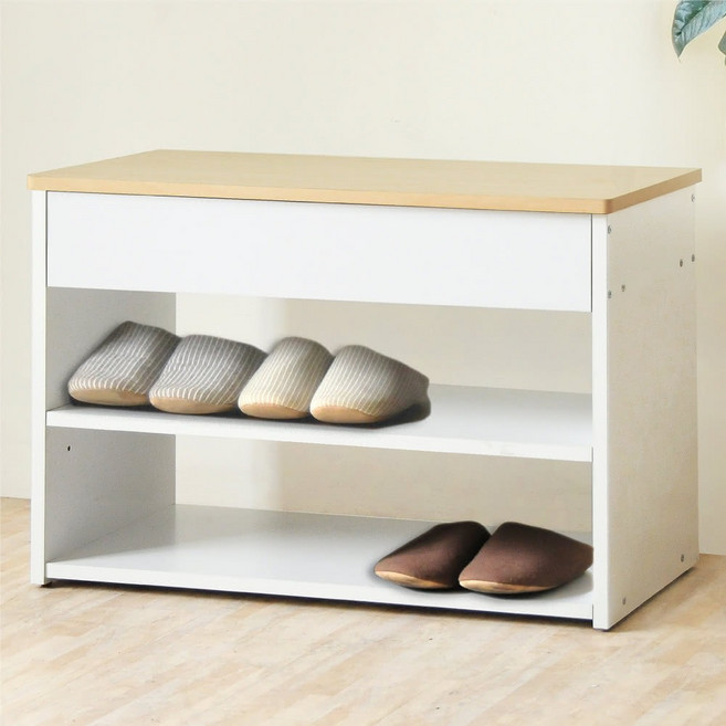 HOPMA 合馬家具 掀蓋式穿鞋椅 C-S645MW-R 602 x 302 x 422mm 11kg, 楓木配白