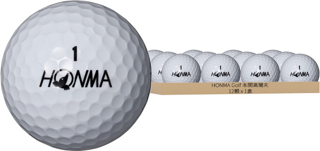 HONMA Golf 本間高爾夫 D1 高爾夫球 12顆 動感距離, 白色, 1盒