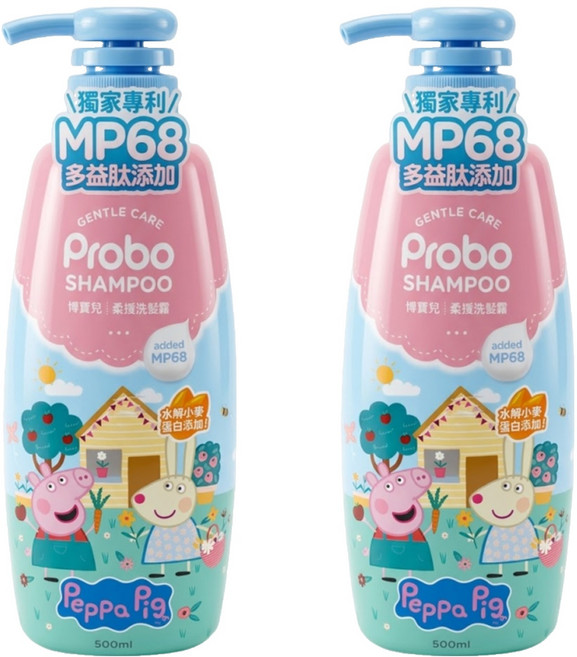 Probo 博寶兒 柔護洗髮露 佩佩豬, 500ml, 2瓶