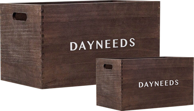 dayneeds 日需百備 專屬木製收納箱2個, 1層, 胡桃木色