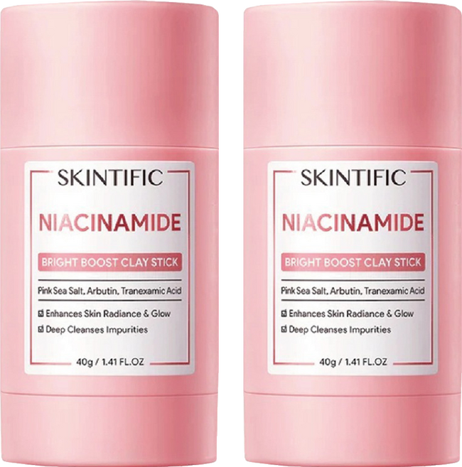 SKINTIFIC 菸鹼醯胺亮白泥膜棒 40g, 1個, 2罐
