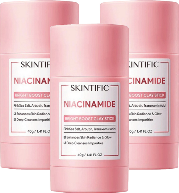 SKINTIFIC 菸鹼醯胺亮白泥膜棒 40g, 1個, 3罐