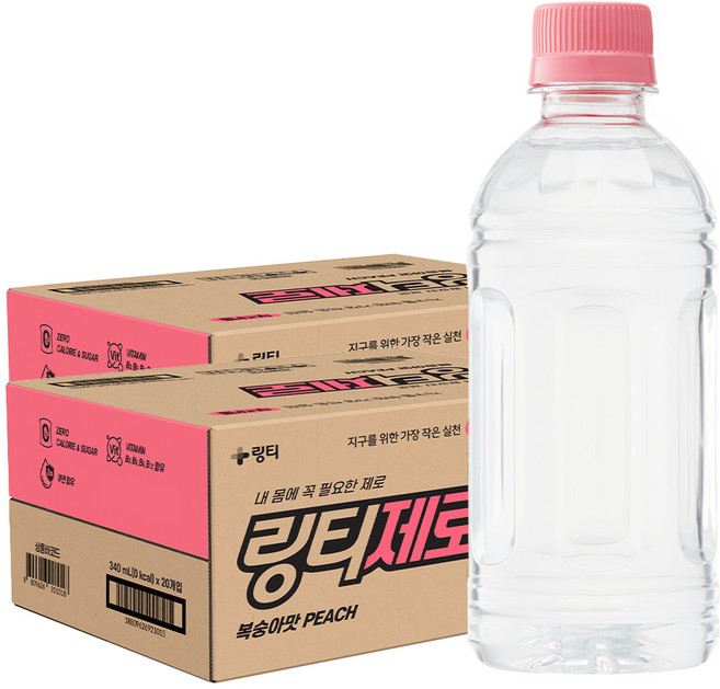 링티 제로 복숭아맛 무라벨, 340ml, 40개