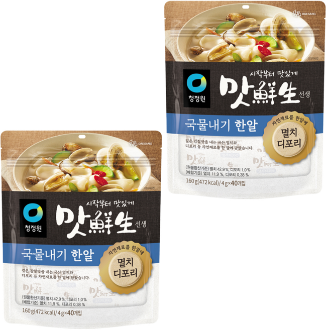 청정원 맛선생 멸치디포리 국물내기 한알 40p, 160g, 2개