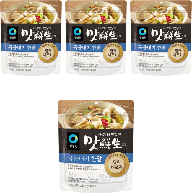 청정원 맛선생 멸치디포리 국물내기 한알 40p, 160g, 4개