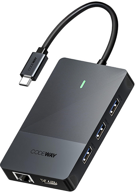 CODEWAY USB Type-C 多孔集線器 隨插即用 高相容 高效能 8埠, 1個, 黑色