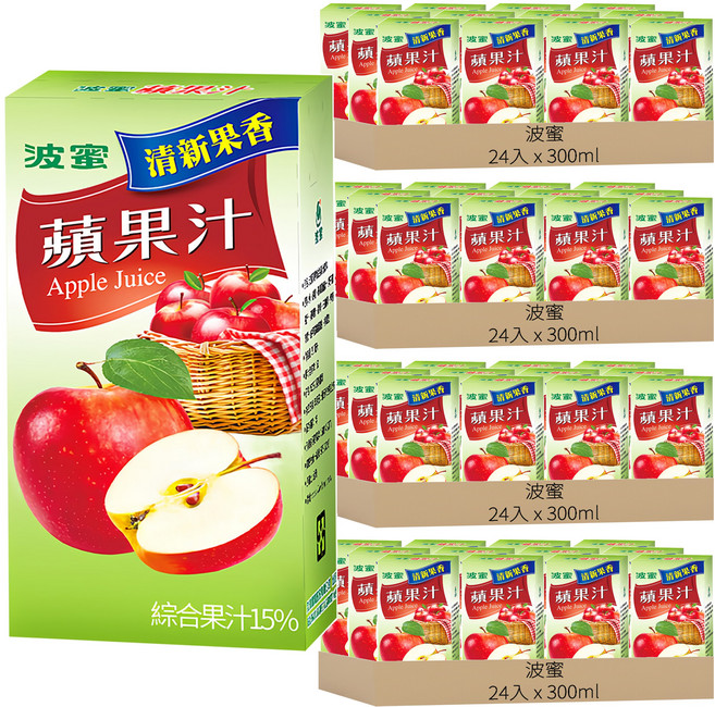 波蜜 蘋果汁, 96入, 300ml
