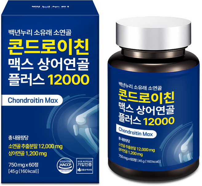 백년누리 소유래 소연골 콘드로이친맥스 상어연골 플러스12000, 45g, 1개