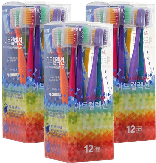 바른생활 아트컬렉션 칫솔 초극세모, 1개입, 36개