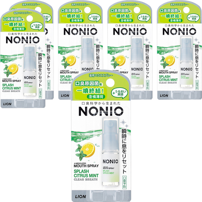 LION 獅王 NONIO 台灣公司貨 終結口氣淨涼噴劑 澄橘薄荷, 5ml, 6瓶