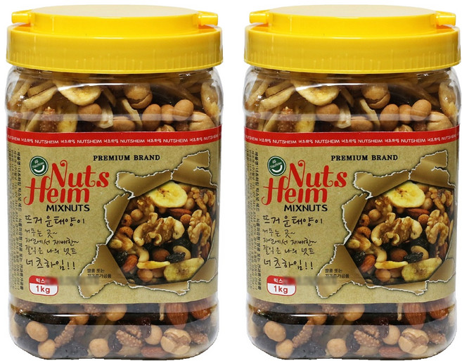 웰넛 자연두레 너츠하임 믹스넛 레드 용기, 1kg, 2개