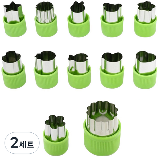 유니복스 스테인리스 쿠키 야채 커터 12종, 혼합색상, 2세트
