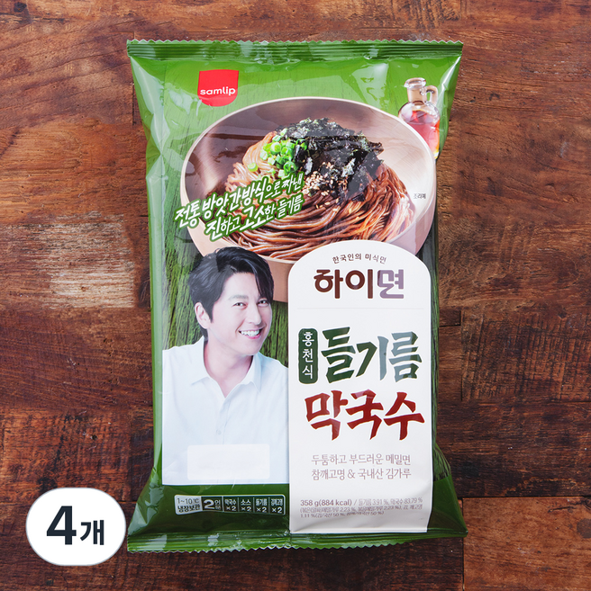 삼립 하이면 홍천식 들기름 막국수 2인분, 358g, 4개