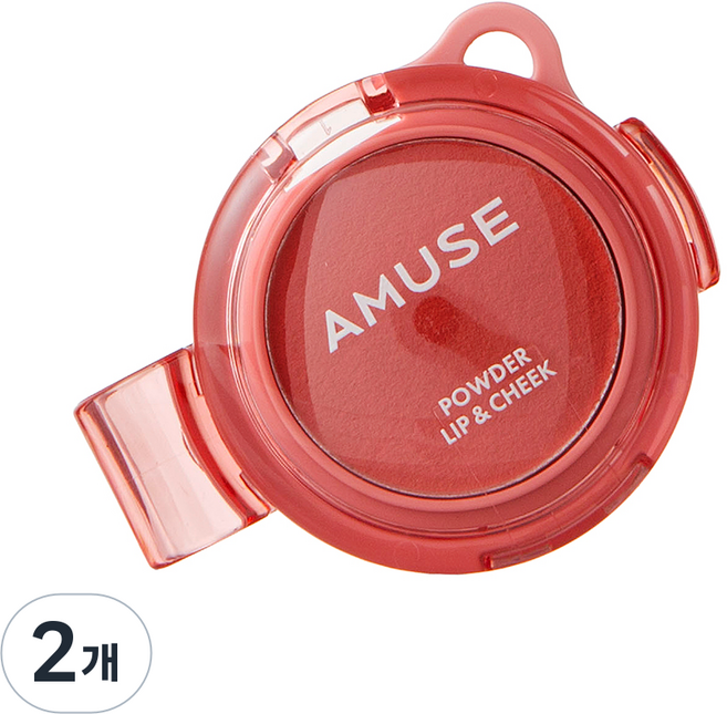 Amuse Makeup 蜜粉唇頰兩用彩妝餅 4g, 2個, 01 蜜桃奶油