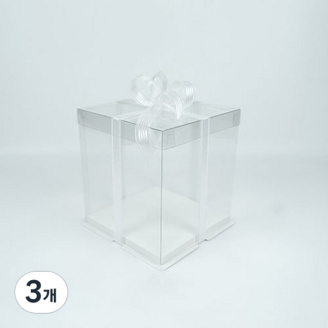 DesignPackage 蛋糕盒 2層 1號 + 緞帶組, 3個, 透明