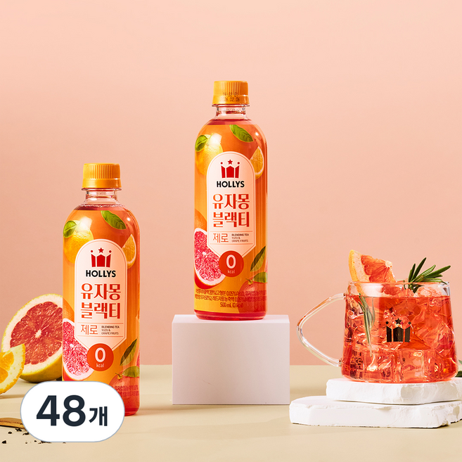 할리스 유자몽 블랙티 제로, 500ml, 48개