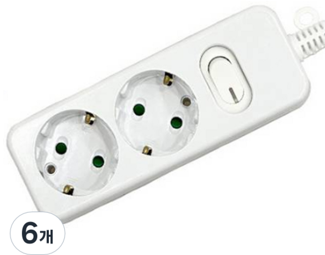 다조아 안전 스위치 멀티탭 2구, 3m, 화이트, 6개