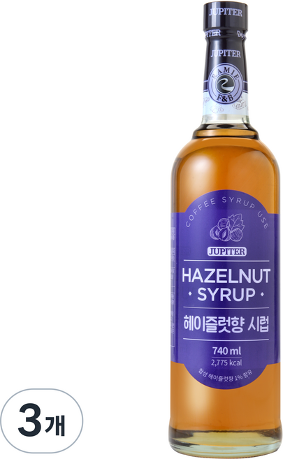 쥬피터 헤이즐럿향 시럽, 740ml, 1개, 3개