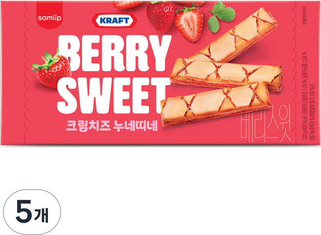 누네띠네 삼립 크림치즈 누네띠네 베리스윗, 5개, 120g