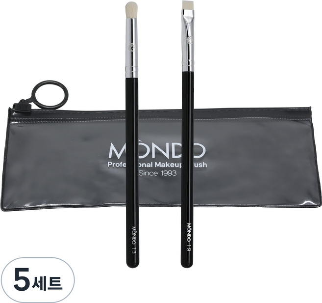 몬도 AM 1319 라운드섀도우 + 라이너 브러쉬 + 파우치, 혼합색상, 5세트