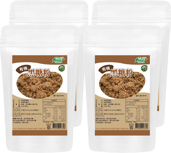 茂格生機 有機黑糖粉, 450g, 4包
