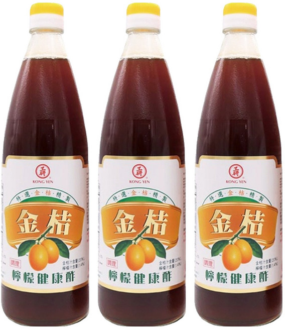 KONG YEN 工研 金桔檸檬健康醡, 590ml, 3瓶