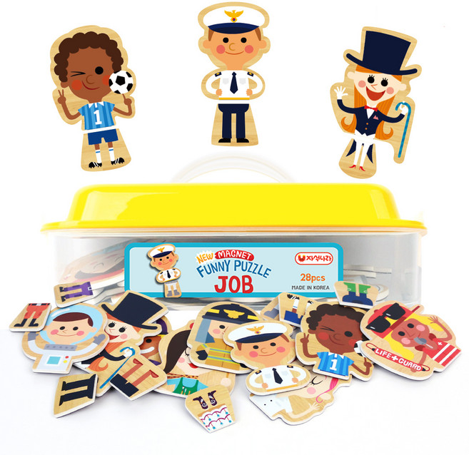 자석나라 NEW 자석 퍼니퍼즐 직업, 1세트, 28피스