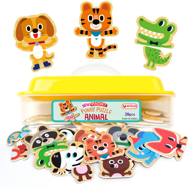 자석나라 NEW 자석 퍼니퍼즐 동물 판퍼즐, 1세트