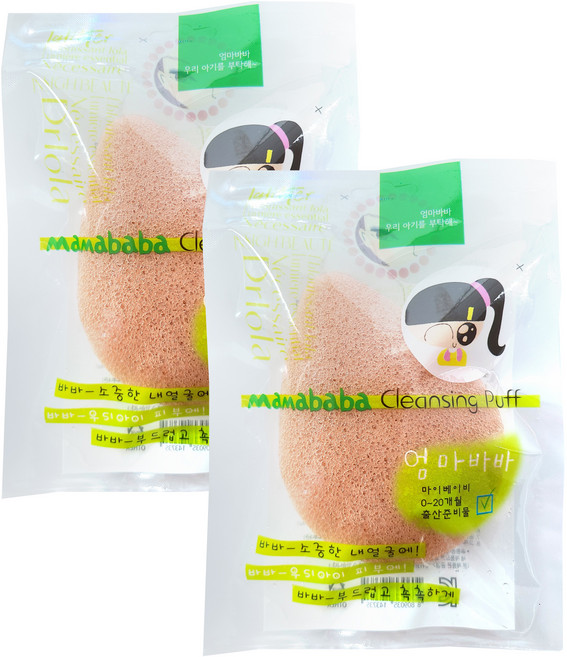 엄마바바 물방울 유아 목욕스펀지, 황토, 2개